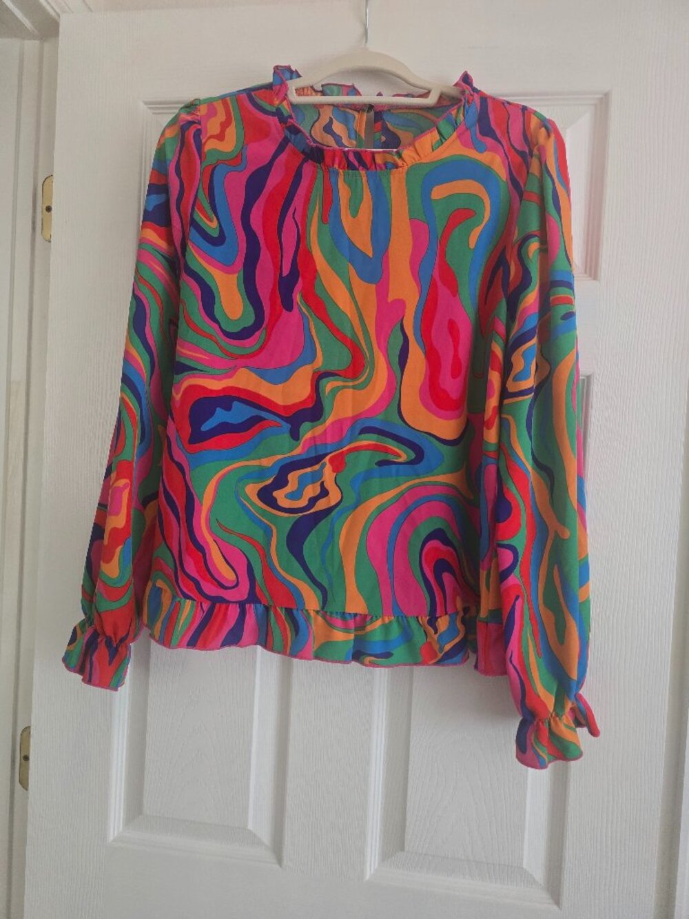 Shein Multicolored Swirly Blouse Bright Colors! L